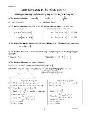 Giáo án Chương III Một số dạng toán sóng cơ học